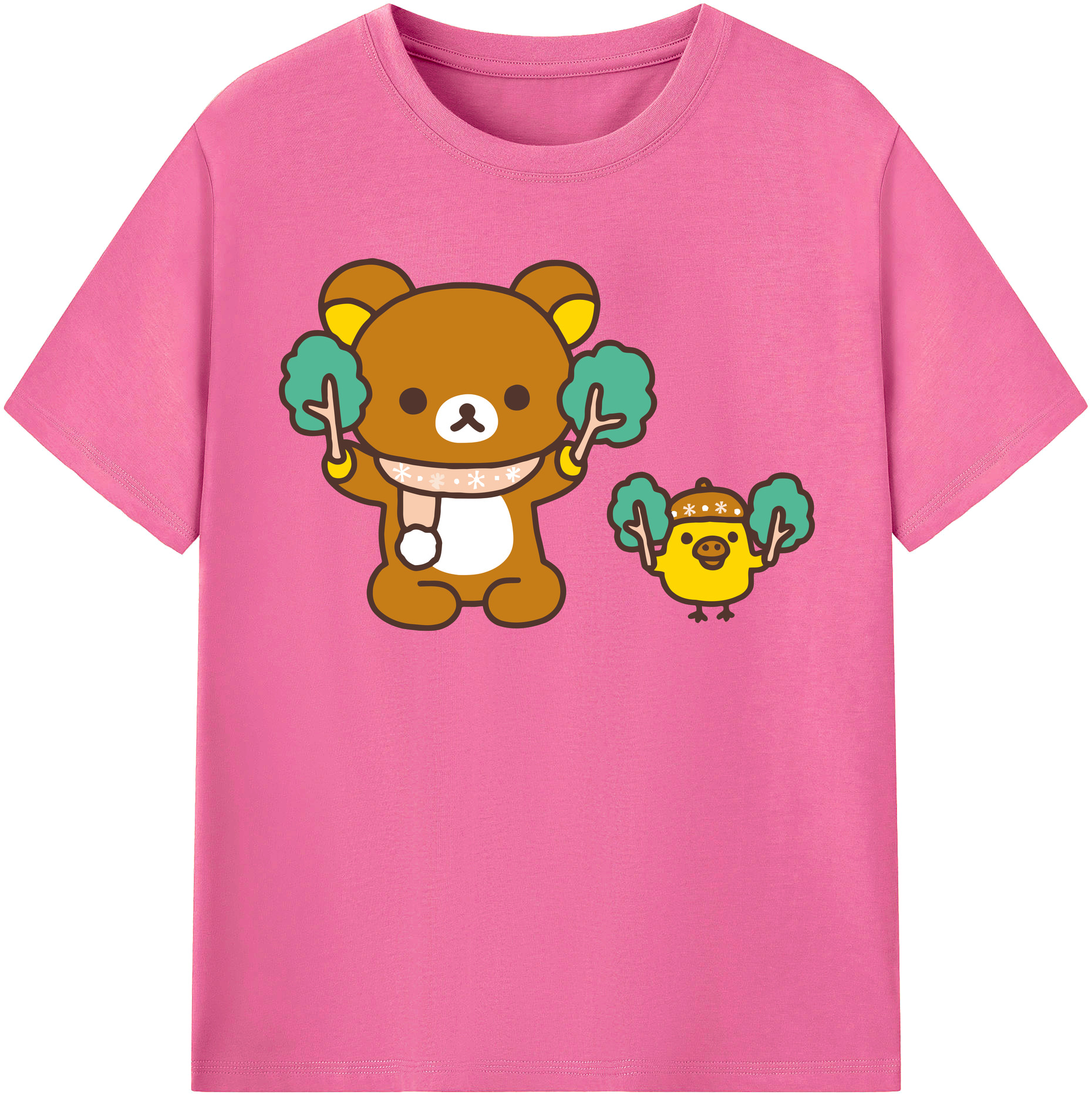 （画像用） リラックマ リラックマ キイロイトリ Rilakkuma Korilakkuma Kiiroitori レディースカジュアルプリントTシャツ（綿100％）
